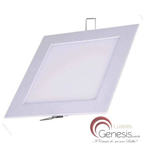 Plafon painel de LED embutido de gesso quadrado 12W, disponível em branco frio ou quente Lustres Gênesis loja online de Lustres e Iluminação Decorativa